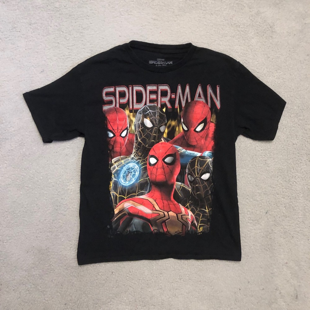 Marvel Spider-Man No Way Home T Shirt Black Graphic Tee Mens XS 2021 MCU